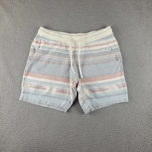 Faherty Shorts Mens 32 Blue Striped Pull On Sweat Short Thighs Out Preppy Gym